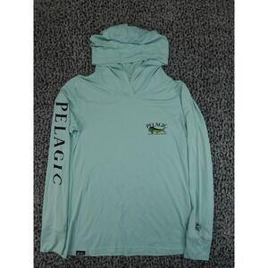 Pelagic Fishing Hoodie Performance Shirt Mens Medium Mint Green  Mahi Mahi